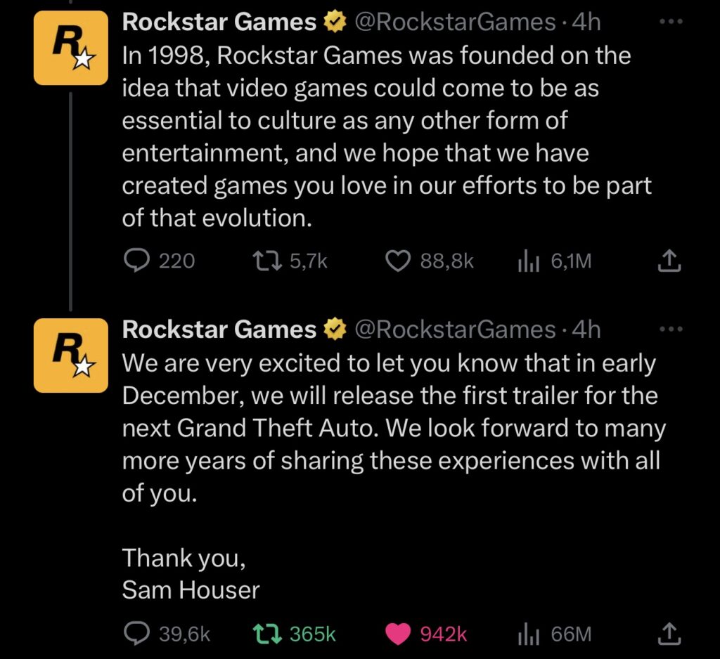 GTA 6: o trailer de anúncio será publicado em dezembro de 2023, confirma  Rockstar Games - Hypando Games